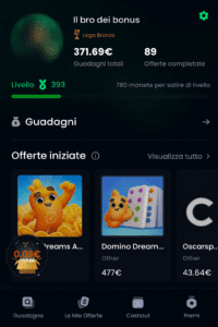 Prova dei guadagni sul profilo freecash